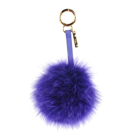 fendi z initial with fur|FENDI Fur Initial Pompom Charm Key Ring Holder Purple Light .